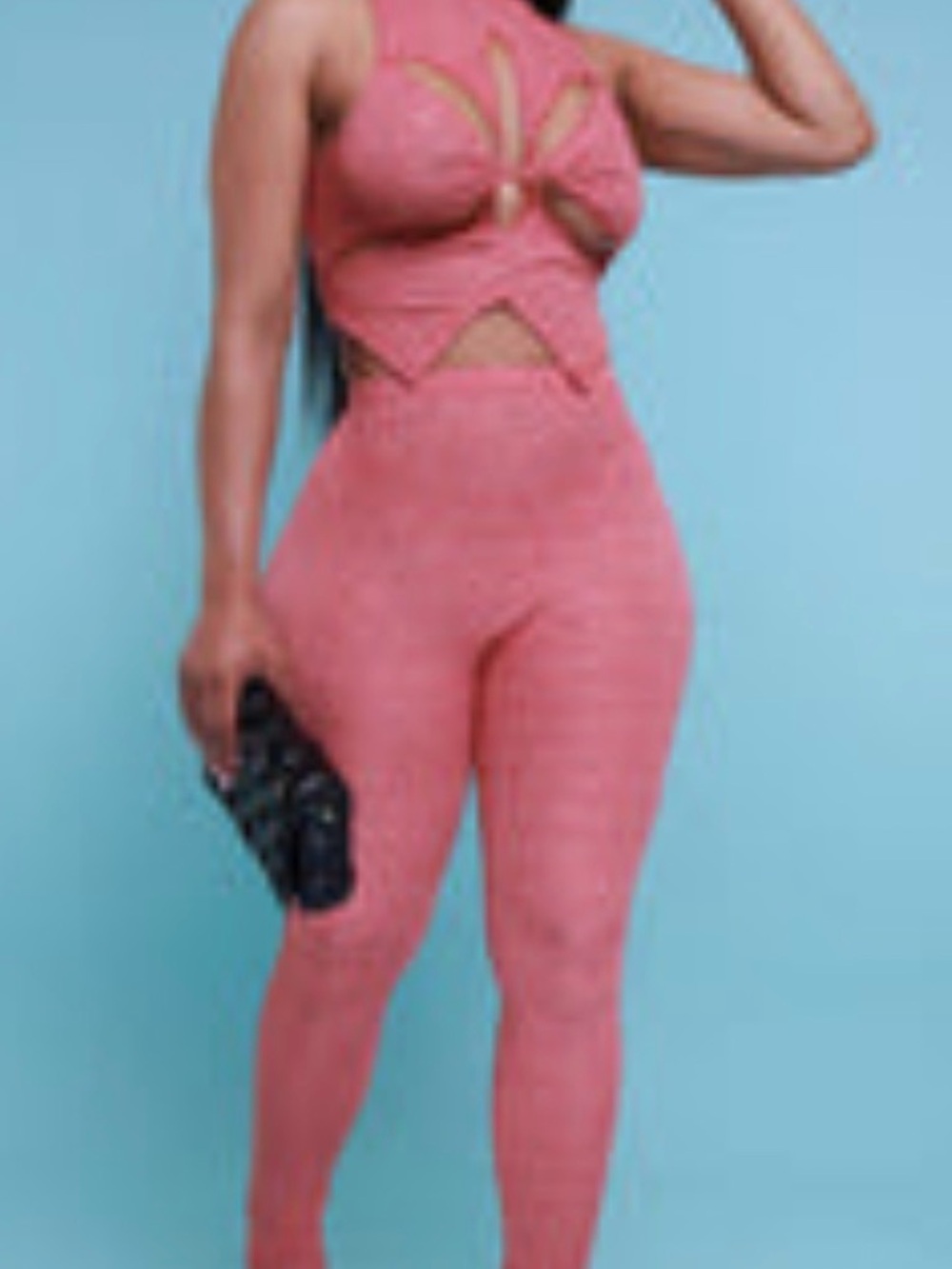 Cutout Sleeveless Pink Set